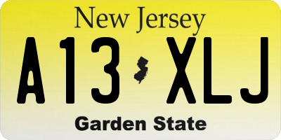 NJ license plate A13XLJ