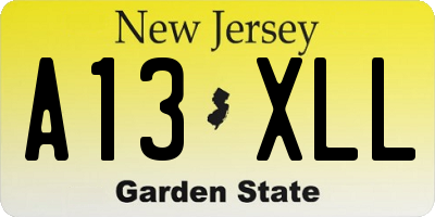 NJ license plate A13XLL