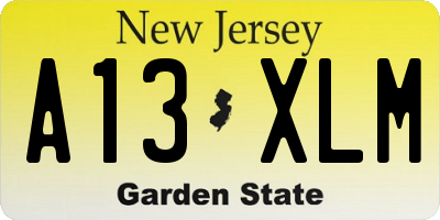 NJ license plate A13XLM