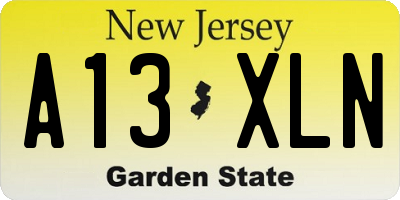NJ license plate A13XLN