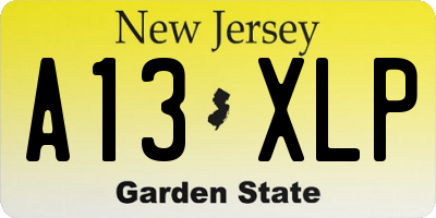 NJ license plate A13XLP