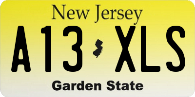 NJ license plate A13XLS