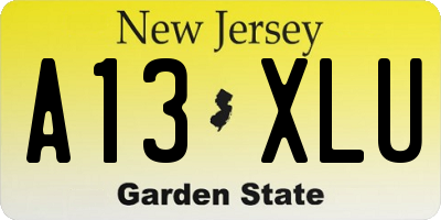 NJ license plate A13XLU