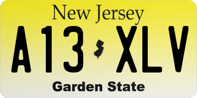 NJ license plate A13XLV