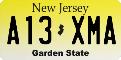 NJ license plate A13XMA