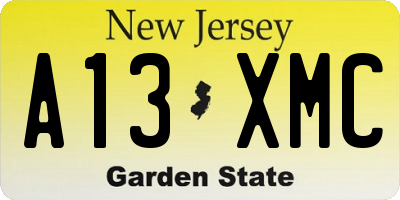 NJ license plate A13XMC