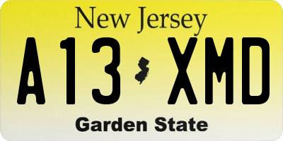 NJ license plate A13XMD