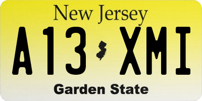 NJ license plate A13XMI