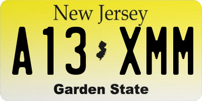 NJ license plate A13XMM