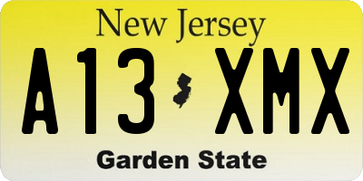 NJ license plate A13XMX