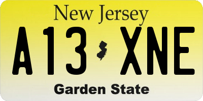 NJ license plate A13XNE