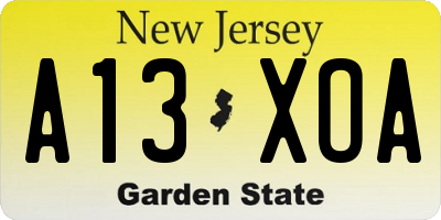 NJ license plate A13XOA