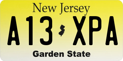 NJ license plate A13XPA