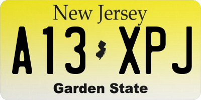NJ license plate A13XPJ