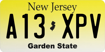 NJ license plate A13XPV