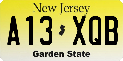 NJ license plate A13XQB