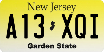 NJ license plate A13XQI