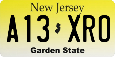 NJ license plate A13XRO