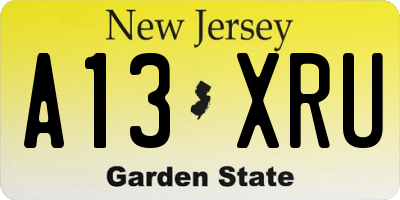 NJ license plate A13XRU