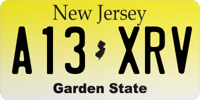 NJ license plate A13XRV