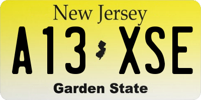 NJ license plate A13XSE