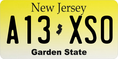 NJ license plate A13XSO