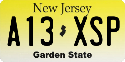NJ license plate A13XSP