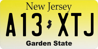 NJ license plate A13XTJ