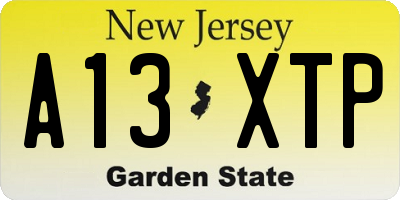 NJ license plate A13XTP