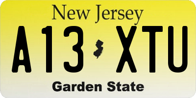 NJ license plate A13XTU