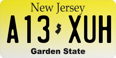 NJ license plate A13XUH