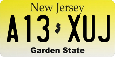 NJ license plate A13XUJ