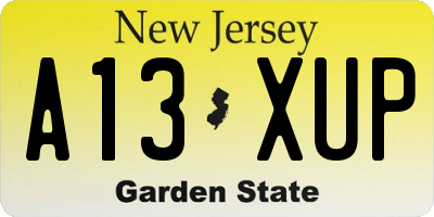 NJ license plate A13XUP