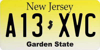 NJ license plate A13XVC