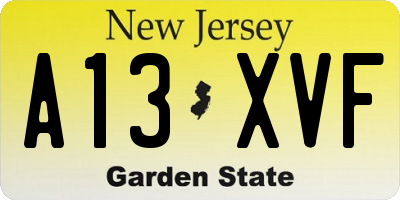 NJ license plate A13XVF
