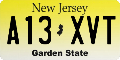 NJ license plate A13XVT
