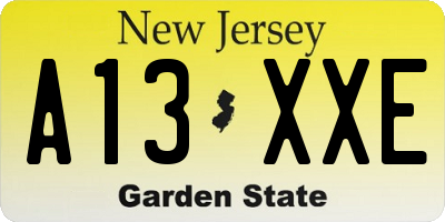 NJ license plate A13XXE