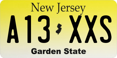 NJ license plate A13XXS