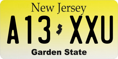 NJ license plate A13XXU