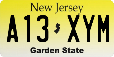 NJ license plate A13XYM