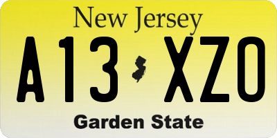 NJ license plate A13XZO