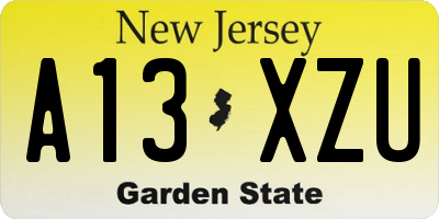 NJ license plate A13XZU