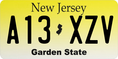 NJ license plate A13XZV