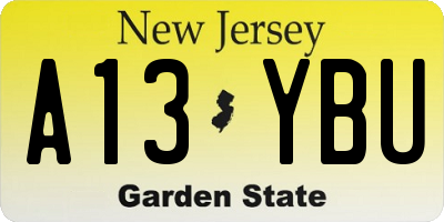 NJ license plate A13YBU