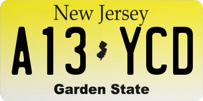 NJ license plate A13YCD