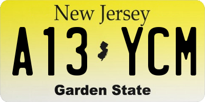 NJ license plate A13YCM