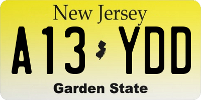 NJ license plate A13YDD