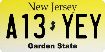 NJ license plate A13YEY