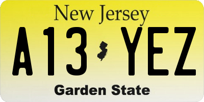 NJ license plate A13YEZ