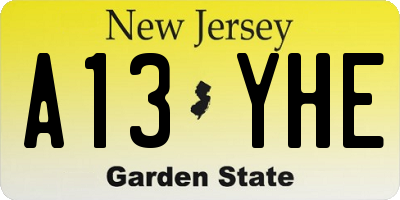 NJ license plate A13YHE